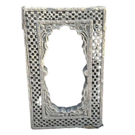 Small rectangular monolithic sandstone window trepan-carved India early 18th century
