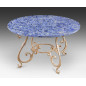 Round table in gray marble and Lapis-Lazuli iron feet