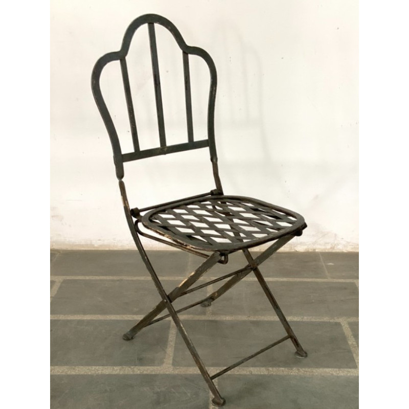 Pair of folding wrought iron chairs.