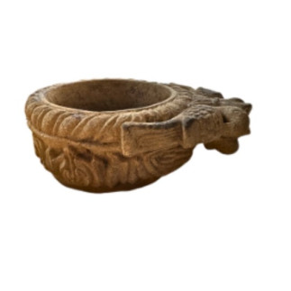 Round carved stone bowl  India early 19th century