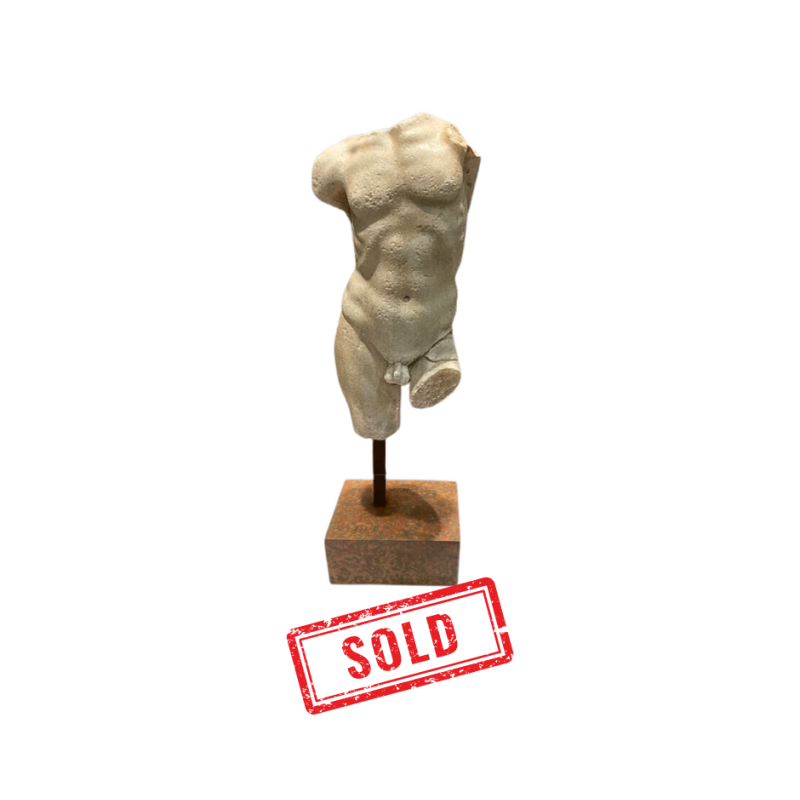 Headless torso of a nude male, carved in white marble Roman art 2nd century AD Headless torso of a nude male, carved in white marble Roman art 2nd century AD