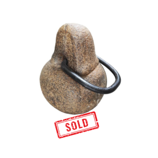 Granite weight fitted with iron lifting ring 17th century