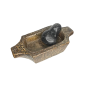 Yellow Marble Stone Mortar with Two Lifting Handles, Accompanied by Its Black Marble Pestle. 16th Century.
