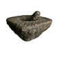 Mortar of round square shape in stone, accompanied with its white marble pestle. 18th Century.