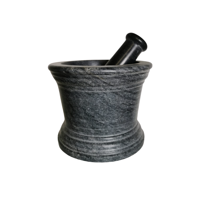Mortier avec pilon en marbre noir