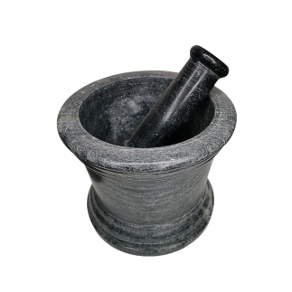 Mortier avec pilon en marbre noir