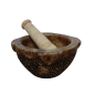 Mortier rond  en marbre blanc sculpté, accompagné de son pilon conique en marbre blanc.  Fin du XVIII ème siècle