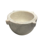 Important mortier rond en marbre blanc sculpté. Fin du XVIII ème ou début du XIX ème siècle.