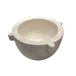 Important mortier rond en marbre blanc sculpté. Fin du XVIII ème ou début du XIX ème siècle.