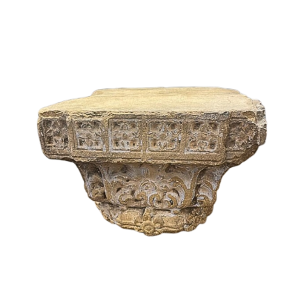 Carved stone capital all sides. 17th Century.