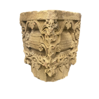 Carved stone capital all sides. 17th Century.