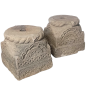Pair of column bases in carved stone on all sides. 17th Century.