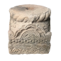 Pair of column bases in carved stone on all sides. 17th Century.