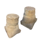 Pair of column bases in carved stone on all sides. 18th Century.
