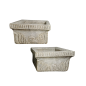 Pair of monobloc square white marble basins. early 19th Century.