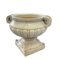 Large round monobloc basin in single piece white marble. End of 19th Century.