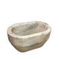 Oval monolithic basin in white marble. Early 18th Century.