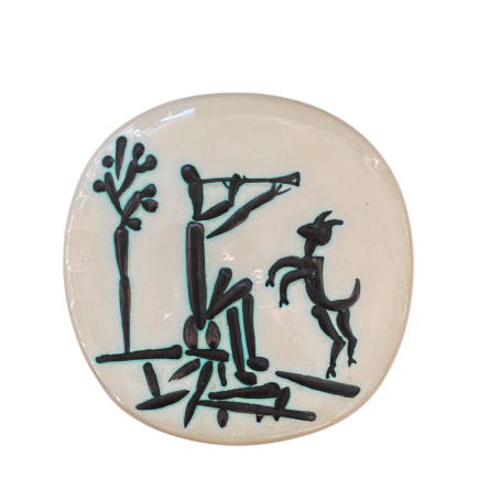 Pablo Picasso – Joueur de flûte et chèvre (1956) | Madoura