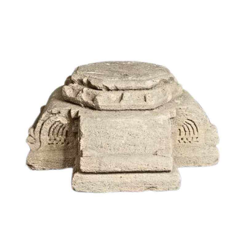 Base of carved stone column on all sides. 16th Century.