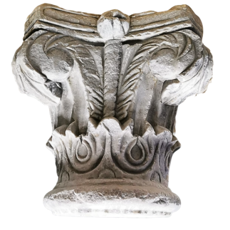 Paire de chapiteaux sculptés toutes faces, en marbre blanc. Epoque Bysantine, XIV -XV ème siècle ou antérieure.