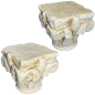Pair of white marble capitals carved all sides. Byzantine period, 14th / 15th Century or earlier.