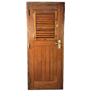Solid mahogany boat door, complete with its original frame.