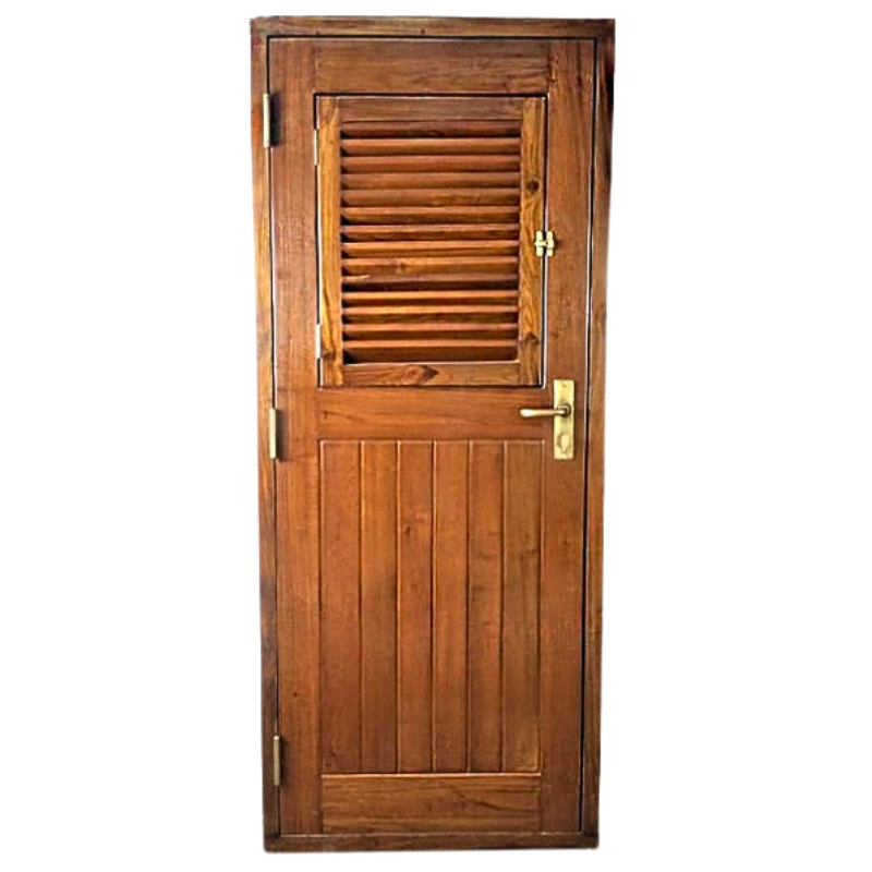 Solid mahogany boat door, complete with its original frame.