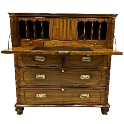 Commode secrétaire officier Royal Navy en camphrier circa 1840