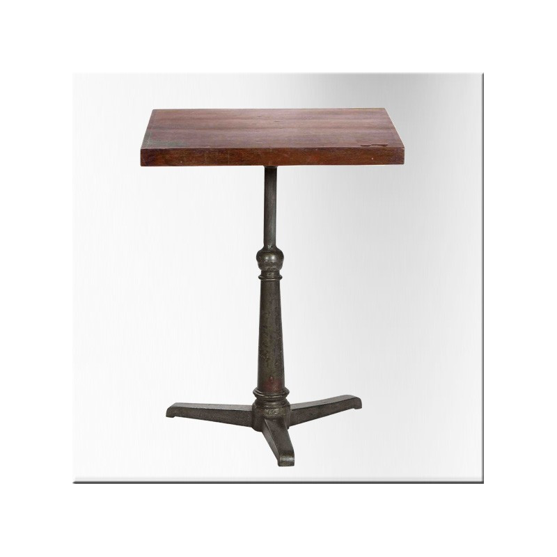 Square table with cast iron leg