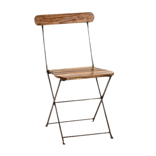 Folding iron and wooden slat garden chair
