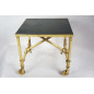 Square side table made of cream-lacquered iron tubing