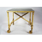 Square side table made of cream-lacquered iron tubing